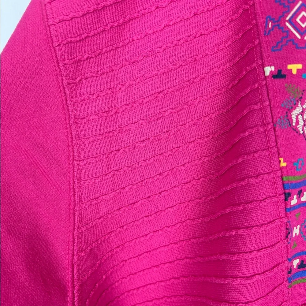 Vintage 90s Women’s Fuchsia Embroidered Long Sleeve Pullover - Picture 6 of 16